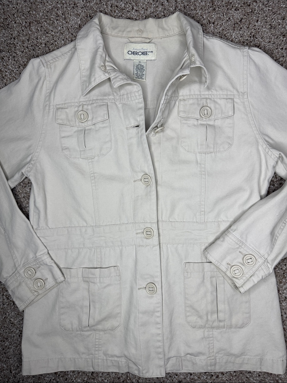 Cherokee Cream Utility Jacket with Button Front